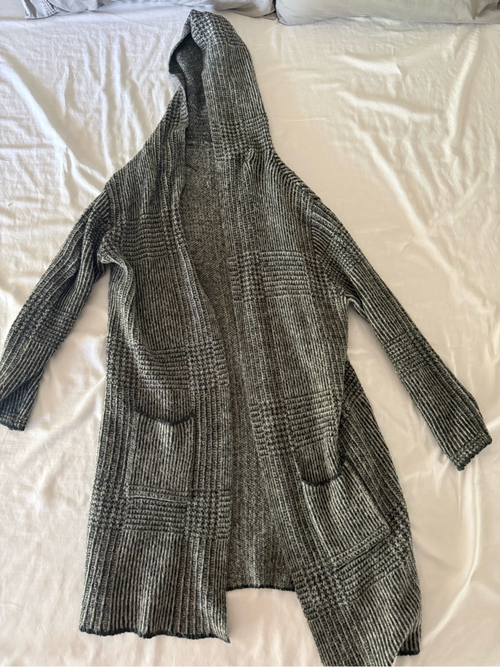Natural Reflections Hooded Open-Front Cardigan - Heather Gray